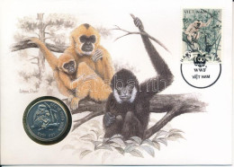 Vietnám 1990. 10D Cu-Ni "Gibbon" Emlékérme Felbélyegzett érmés Borítékban, Alkalmi Bélyegzéssel T:UNC  Vietnam 1990. 10  - Ohne Zuordnung