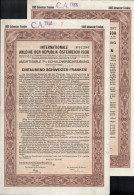 Ausztria 1930. "Az Osztrák Köztársaság Nemzetközi Kölcsöne" 7%-os Kötvénye 1000Fr-ról, Bélyegzésekkel, Szelvényekkel, Ly - Non Classés