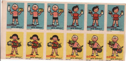 Czechoslovakia - Czechia 12 Matchbox Labels, Children For Health - Dairy Products, Fruits And Vegetables - Boites D'allumettes - Etiquettes