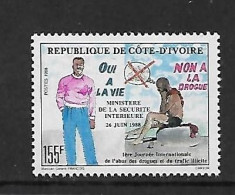 COTE D'IVOIRE 1988 LUTTE CONTRE LA DROGUE YVERT N°808  NEUF MNH** - Drogue