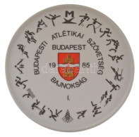 1985. "Budapesti Atlétikai Szövetség Bajnokság I." Hollóházi Porcelán Díjérem Sérült Dísztokban (88mm) T:UNC - Unclassified