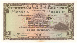 Hongkong 1973. 5$ T:AU Folt Hong Kong 1973. 5 Dollars C:AU Spotted Krause P#181f - Ohne Zuordnung