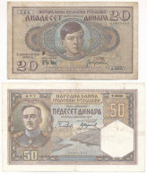 Jugoszlávia 1931. 50D + 1936. 20D T:F Folt Yugoslavia 1931. 50 Dinara + 1936. 20 Dinara C:F Spot - Sin Clasificación