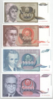 Jugoszlávia 1991. 100D + 500D + 1000D + 5000D T:UNC Yugoslavia 1991. 100 Dinara + 500 Dinara + 1000 Dinara + 5000 Dinara - Unclassified