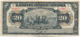Mexikó / El Banco Del Estado De Chihuahua 1913. 20P T:VG Mexico / El Banco Del Estado De Chihuahua 1913. 20 Pesos C:VG K - Sin Clasificación