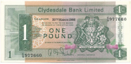 Skócia 1966. 1P "Clydesdale Bank" T:AU Kis Folt Scotland 1966. 1 Pound "Clydesdale Bank" C:AU Small Spot Krause P#197 - Sin Clasificación