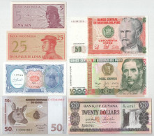 Vegyes 7db-os Bankjegy, Közte Peru, Kongó, Indonézia, Egyiptom és Guyana T:UNC,AU Mixed 7pcs Of Banknote Lot With Peru,  - Non Classés