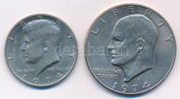 Amerikai Egyesült Államok 1974. 1/2$ Cu-Ni "Kennedy" + 1974D 1$ Cu-Ni "Eisenhower" T:AU,XF Karc USA 1974. 1/2 Dollar Cu- - Ohne Zuordnung