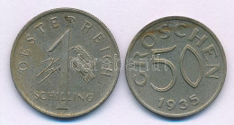 Ausztria 1934. 1Sch Cu-Ni + 1935. 50gr Cu-Ni T:AU,XF Patina Austria 1934. 1 Schilling Cu-Ni + 1935. 50 Groschen Cu-Ni C: - Ohne Zuordnung