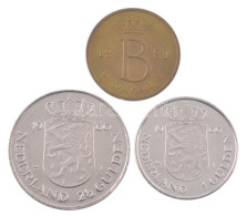 Hollandia 1980. 1G Ni "Beatrix Beiktatása" + 2 1/2G Ni "Beatrix Beiktatása" + Pénzverdei Koronázási Emlékzseton (23mm) E - Non Classificati