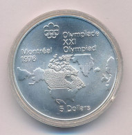 Kanada 1973. 5D Ag "Montreali Olimpia - Észak-Amerikai Térképe" T:BU Canada 1973. 5 Dollars Ag "Montreal Olympic Games - - Ohne Zuordnung