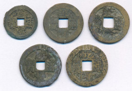 Kínai Császárság ~19. Század Cu Cash (5db) T:F Chinese Empire ~19th Century Cu Cash (5pcs) C:F - Sin Clasificación