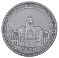 Ukrajna 1996. "Az Ukrán Nemzeti Bank Bankakadémiája - Szumi" Ezüstpatinázott, Részben Festett Emlékérem, Kapszulában Ere - Non Classés