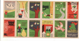 Czechoslovakia - Czechia 12 Matchbox Labels, Environment, Bird, Cock, - Boites D'allumettes - Etiquettes