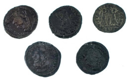 Római Birodalom 5db-os Bronz érmetétel, Közte I. Constantius, I. Valentinianus T:XF,VF Roman Empire 5pcs Bronze Coin Lot - Non Classificati