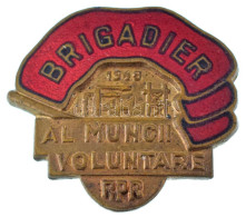 Románia 1948. "Brigadier - Al Muncii Voluntare R.P.R." Zománcozott Cu Jelvény (23x26mm) T:AU Romania 1948. "Brigadier -  - Non Classés