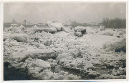 * T4 1932 Arad, Jégzajlás, Jégtorlasz, Híd / Frozen River With Ice, Bridge. Sándor Photo (vágott / Cut) - Sin Clasificación