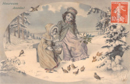 Illustrateur - Schubert - Enfants Donnant à Manger Aux Oiseaux - Heureuse Année - M M  Vienne - Carte Postale Ancienne - Schubert