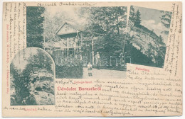 T2/T3 1906 Borszék, Borsec; Teleki Kő, Lobogó-fürdő, Jégbarlang. Soós Kiadása / Cave, Spa (EK) - Unclassified