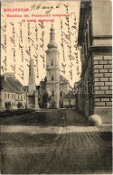 T2/T3 1913 Kolozsvár, Cluj; Karolina Tér, Ferenciek Temploma, Ínség Szobor. Lepage Lajos Kiadása / Square, Church, Statu - Unclassified