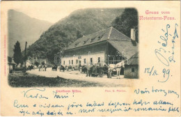 T2 1899 Vöröstoronyi-szoros, Roter-Turm-Pass, Pasul Turnu Rosu; Gasthaus Billes / Billes Féle Vendéglő, Lovaskocsi. Lich - Zonder Classificatie