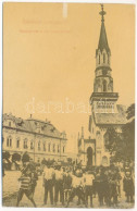 T2/T3 1913 Losonc, Lucenec; Kubinyi Tér, Református Templom, üzlet. Roth Simon Kiadása / Square, Calvinist Church, Shop  - Ohne Zuordnung