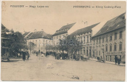 T4 1914 Pozsony, Pressburg, Bratislava; Nagy Lajos Tér, Piac, Villamos, üzletek / Square, Market, Tram, Shops (b) - Ohne Zuordnung