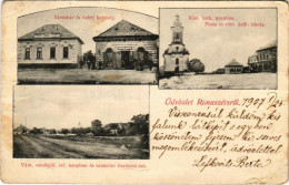 T3 1907 Rimaszécs, Rimavska Sec, Siac; Városház, Római Katolikus Templom és Iskola, Posta, Vám, Vendéglő, Református Tem - Non Classés