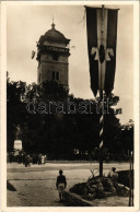 T2 1939 Rozsnyó, Roznava; Országzászló, Rákóczi őrtorony és Kossuth Szobor / Hungarian Flag, Watchtower, Monument, Irred - Sin Clasificación