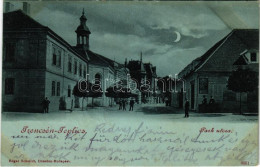 T2 1900 Trencsénteplic, Trencianske Teplice; Park Utca Este / Street At Night - Non Classificati