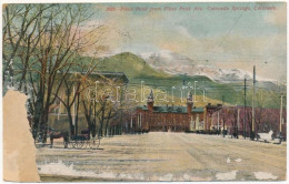 T4 1908 Colorado Springs (Colorado), Pikes Peak From Pikes Peak Avenue, Horse-drawn Carriage (b) - Ohne Zuordnung