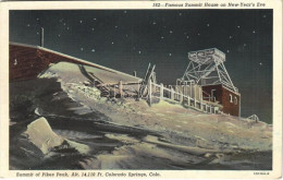 ** T2/T3 Colorado Springs (Colorado), Summit Of Pikes Peak, Famoun Summit House On New-Year's Eve (wet Damage) - Ohne Zuordnung