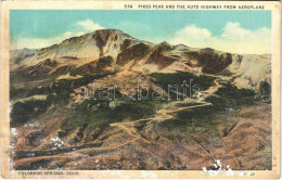 * T3 Colorado Springs (Colorado), Pikes Peak And The Auto Highway From Aeroplane (wet Damage) - Ohne Zuordnung