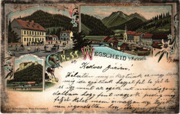 * T3 1900 Wegscheid (Mariazell), Gasthaus Zur Post (Bes. Adalb. Kain), Graualpe, Spielmäuer / Restaurant And Hotel. Karl - Ohne Zuordnung