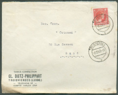 1Fr.50 JOSEPHINE-CHARLOTTE Obl. Dc TROISVIERGES Sur Lettre à En-tête CL. DIETZ PHILIPPART Tissus Confection) Le 2-12-194 - Cartas & Documentos