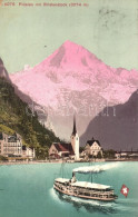 T3 Flüelen, Bristenstock, Grand Hotel Adlen, Steamship With Swiss Flag, Church (EK) - Ohne Zuordnung
