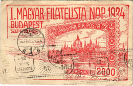 T3 1924 Budapest, I. Magyar Filatelista Nap, Országház, Parlament / 1st Hungarian Philatelist Day S: Lehnert + "I. Magya - Unclassified