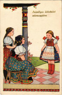 * T2/T3 1942 Szívélyes üdvözlet Névnapjára / Hungarian Folklore Art Postcard With Name Day Greetings S: Szilágyi G. Ilon - Non Classificati