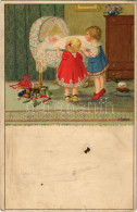 T3 Children Art Postcard With Baby. M. Munk Wien S: P. Ebner (szakadás / Tear) - Non Classés