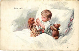 T3 1918 Hände Hoch / Children Art Postcard With Doll And Teddy Bear. B.K.W.I. 869-4. S: K. Feiertag (fa) - Sin Clasificación