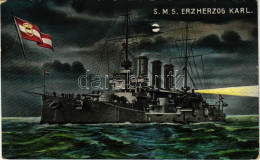 T2/T3 1908 SMS ERZHERZOG KARL Osztrák-magyar Haditengerészet Pre-dreadnought Csatahajó Este. G. Fano Pola, 1908/9. No. 1 - Zonder Classificatie