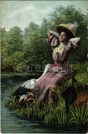 T2/T3 1909 Lady Art Postcard With Stork (EK) - Sin Clasificación