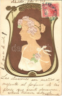 T4 1905 Art Nouveau Lady Emb. Litho (lyuk / Pinhole) - Unclassified