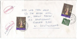 Eire Express CV Cork City 10feb1982 To Germany Munchen Flughafen 11feb (back) With Xmas P.22x2 + P.2 Regular - Airmail