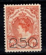 Pays-Bas 1920 Mi. 99 Neuf * MH 100% Surimprimé 2.50, Reine Wilhelmine - Unused Stamps