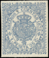 ESPAGNE / ESPANA - COLONIAS (Cuba) 1878 Sello Fiscal "RECIBOS Y CUENTAS" 1,25 Pta Azul Ultamarino - Nuevo* - Cuba (1874-1898)