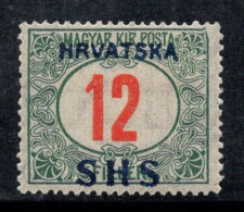 Yougoslavie 1918 Mi. 30 Neuf * MH 100% Timbre-taxe Croatie, 12 F - Timbres-taxe