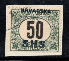 Yougoslavie 1918 Mi. 34 Oblitéré 100% Timbre-taxe Croatie, 50 F - Timbres-taxe