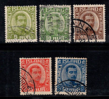 Islande 1921 Mi. 99-103 Oblitéré 40% Roi Christian X - Usados