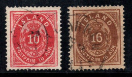 Islande 1876 Mi. 8A, 9A Oblitéré 80% 10 A, 16 A - Gebraucht